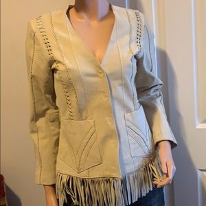 Coldwater Creek Boho Fringe Leather Jacket - Sz PS